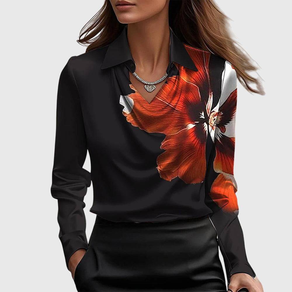 Image of Women's Long Sleeve Collared Blouse