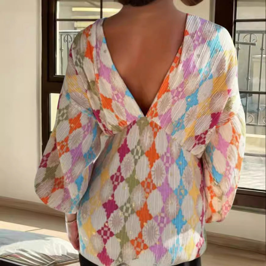 Image of Women's Long Sleeve Geometric Print Set
