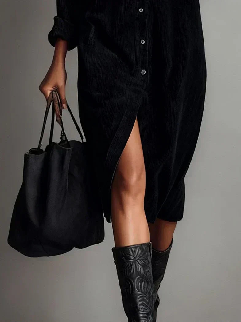 Image of Women's Long Sleeve Shirt Midi Dress