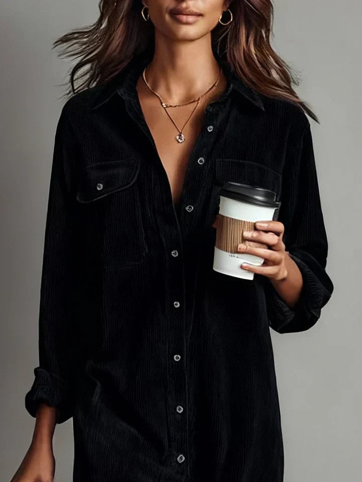 Image of Women's Long Sleeve Shirt Midi Dress