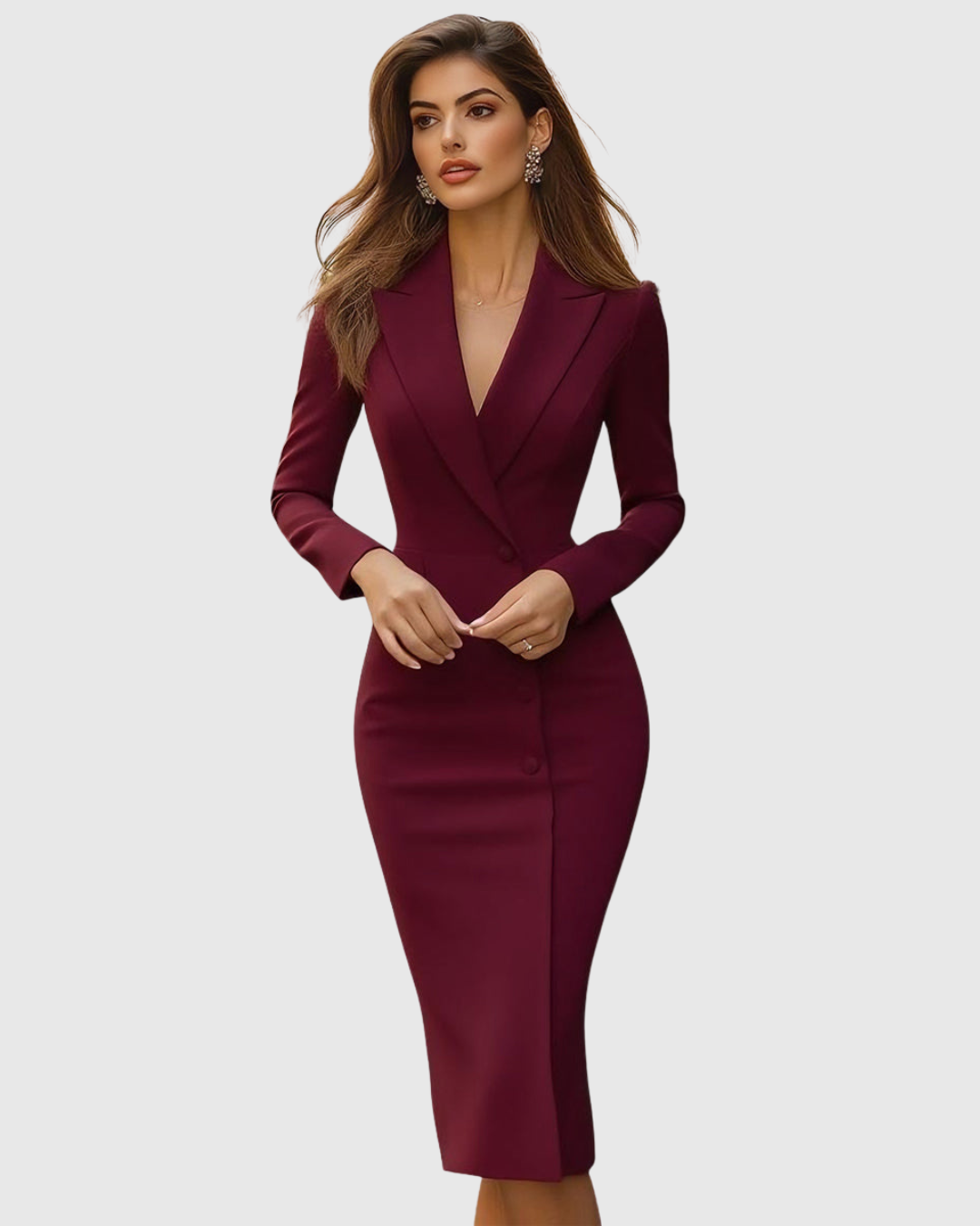 Image of Women's Long-Sleeve Wrap Midi Dress