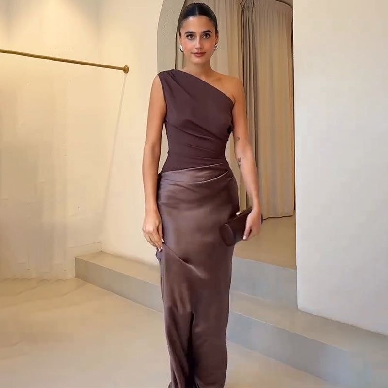 Image of Women's One Shoulder Evening Maxi Dress