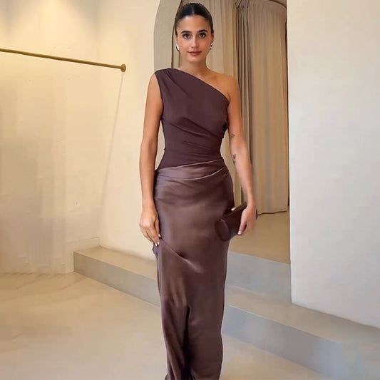Image of Women's One Shoulder Evening Maxi Dress