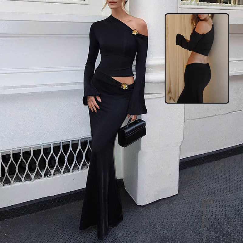 Image of Women's One-Shoulder Maxi Skirt Set