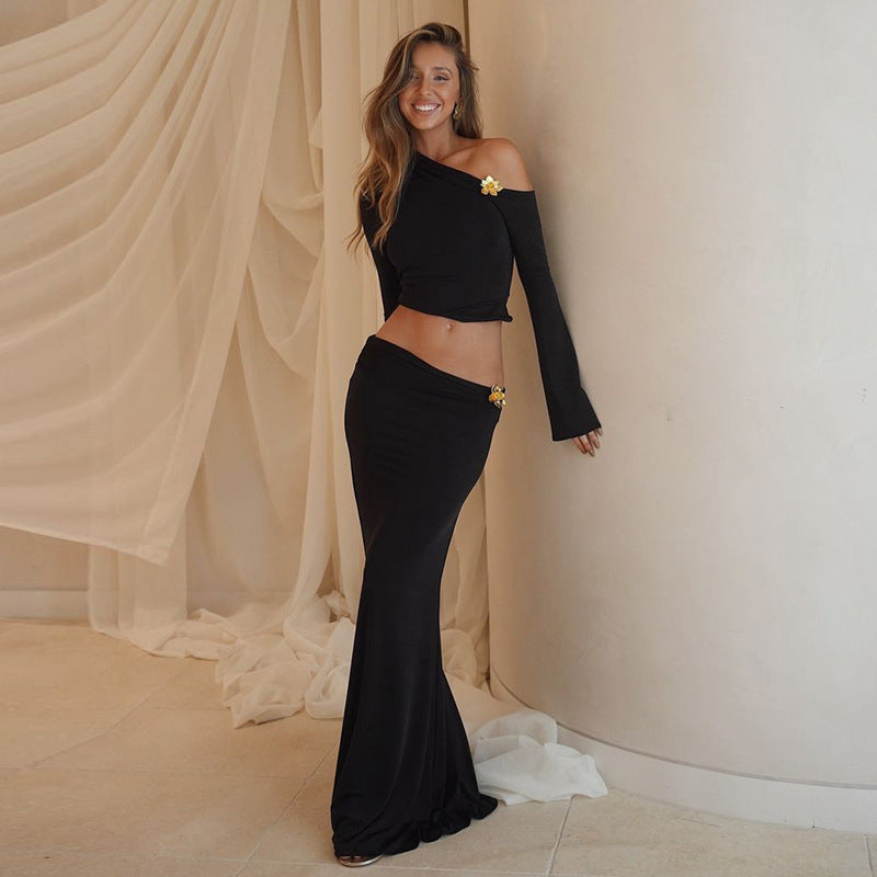 Image of Women's One-Shoulder Maxi Skirt Set