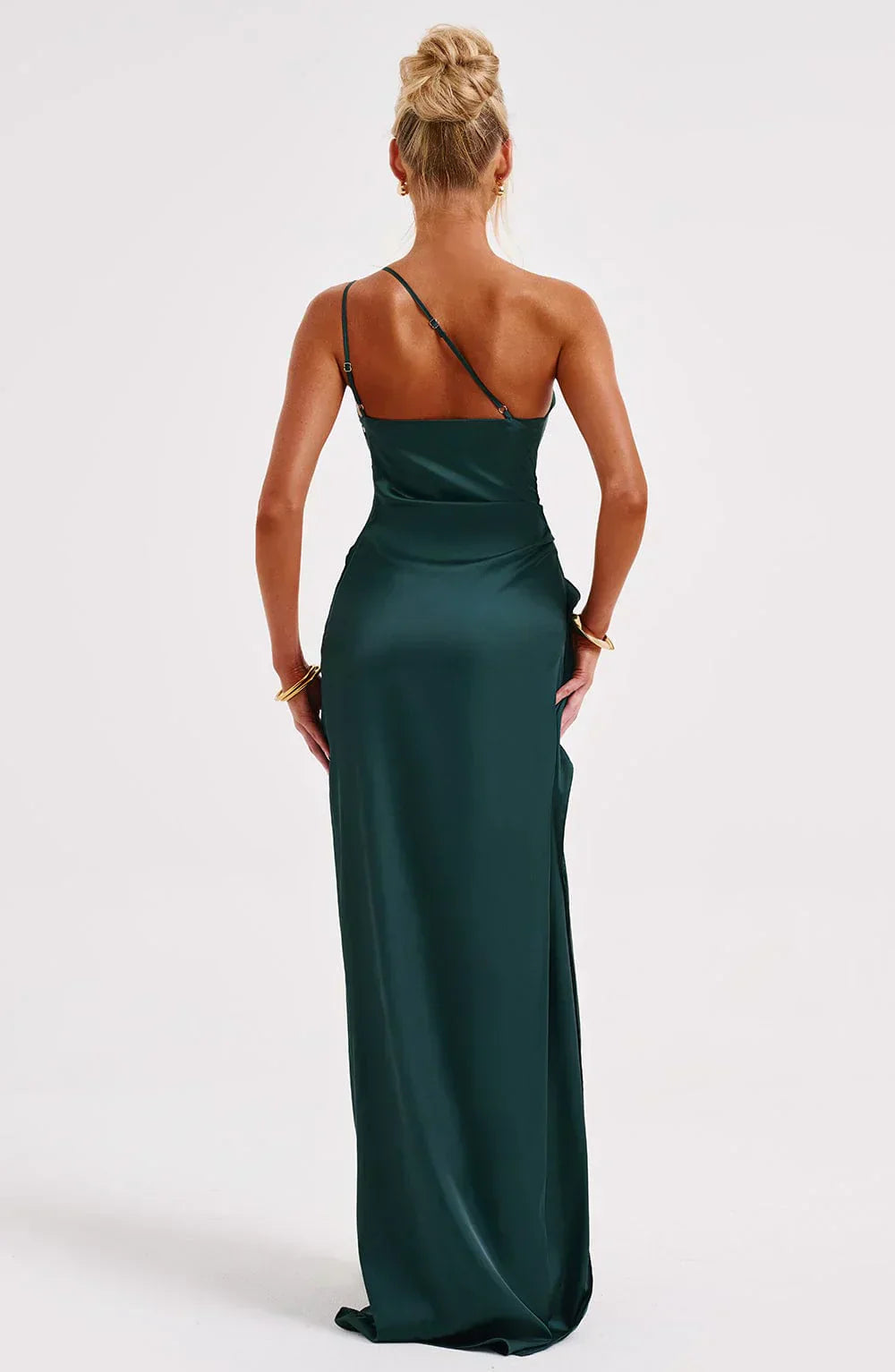 Image of Women's One Shoulder Slit Evening Maxi Dress