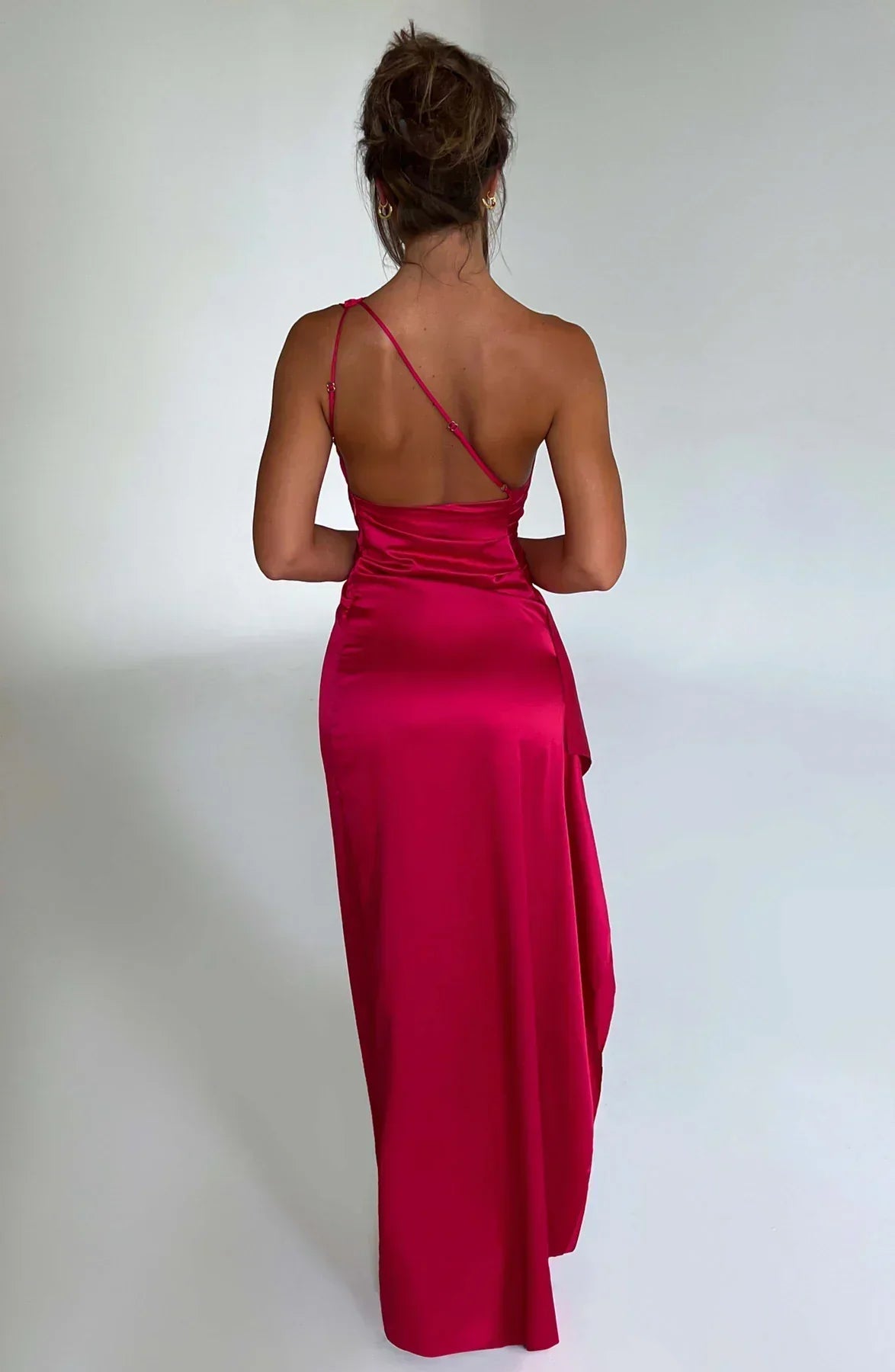 Image of Women's One Shoulder Slit Evening Maxi Dress