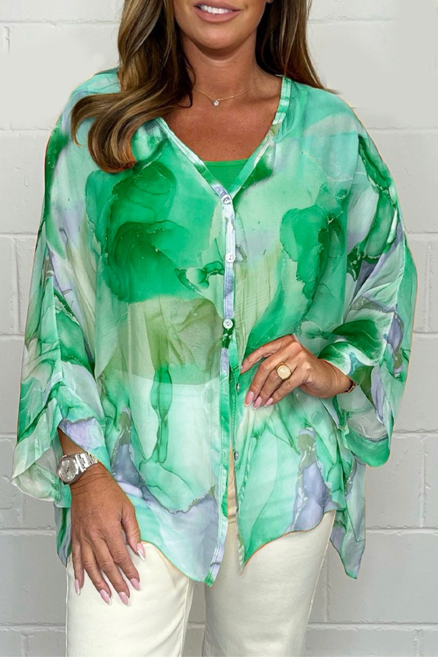 Image of Women's Oversized Abstract Print Blouse