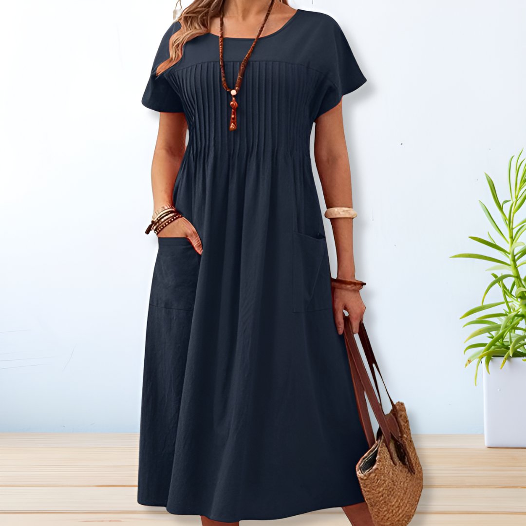 Image of Women's Pleated A-Line Midi Dress