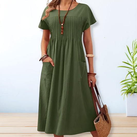 Image of Women's Pleated A-Line Midi Dress