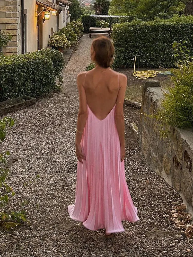 Image of Women's Pleated Halter Maxi Dress