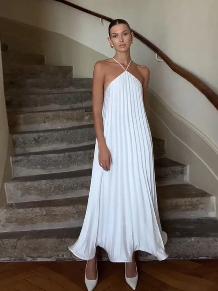 Image of Women's Pleated Halter Maxi Dress