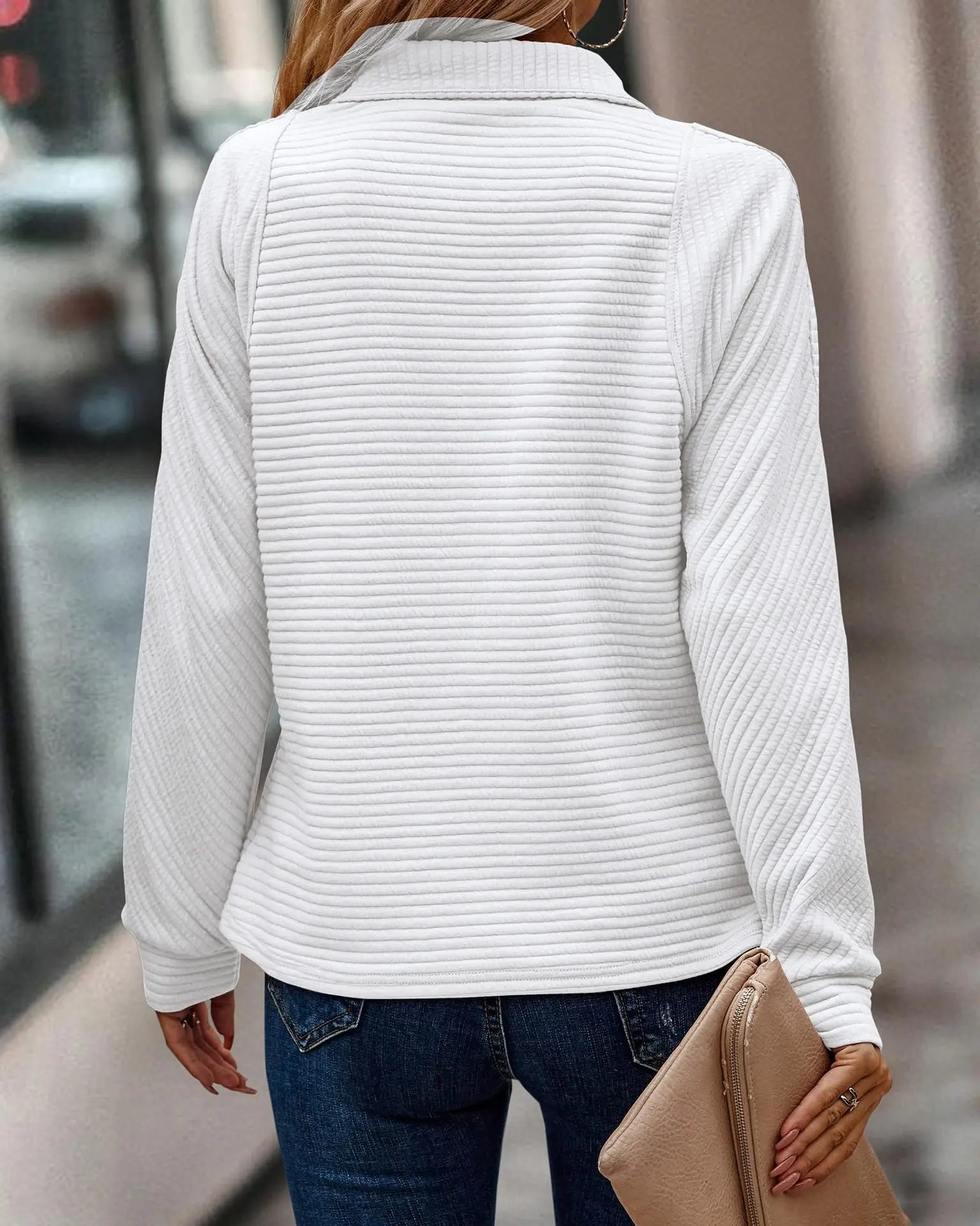 Image of Women's Quarter Zip Ribbed Sweater