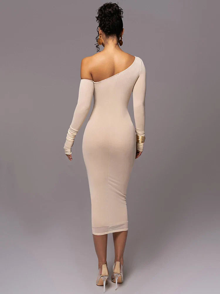 Image of Women's Ruched Bodycon Midi Dress