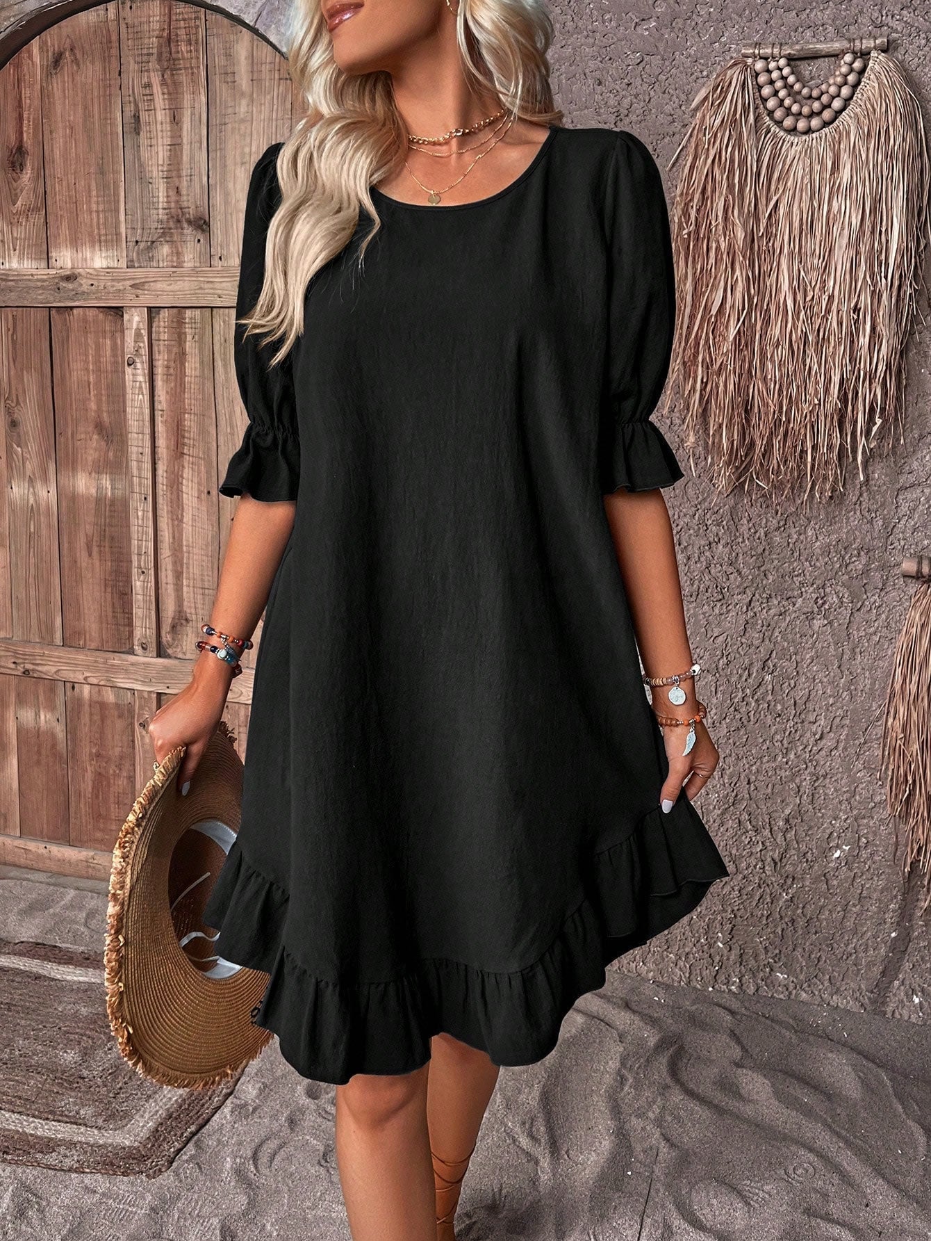 Image of Women's Ruffle A-Line Mini Dress