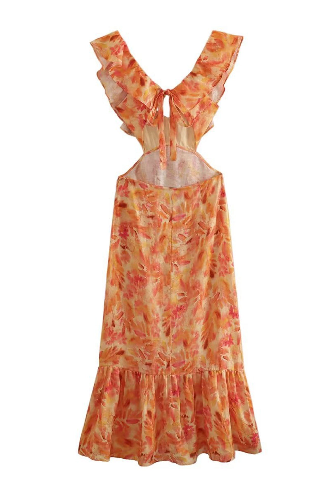 Image of Women's Ruffle Floral Summer Maxi Dress