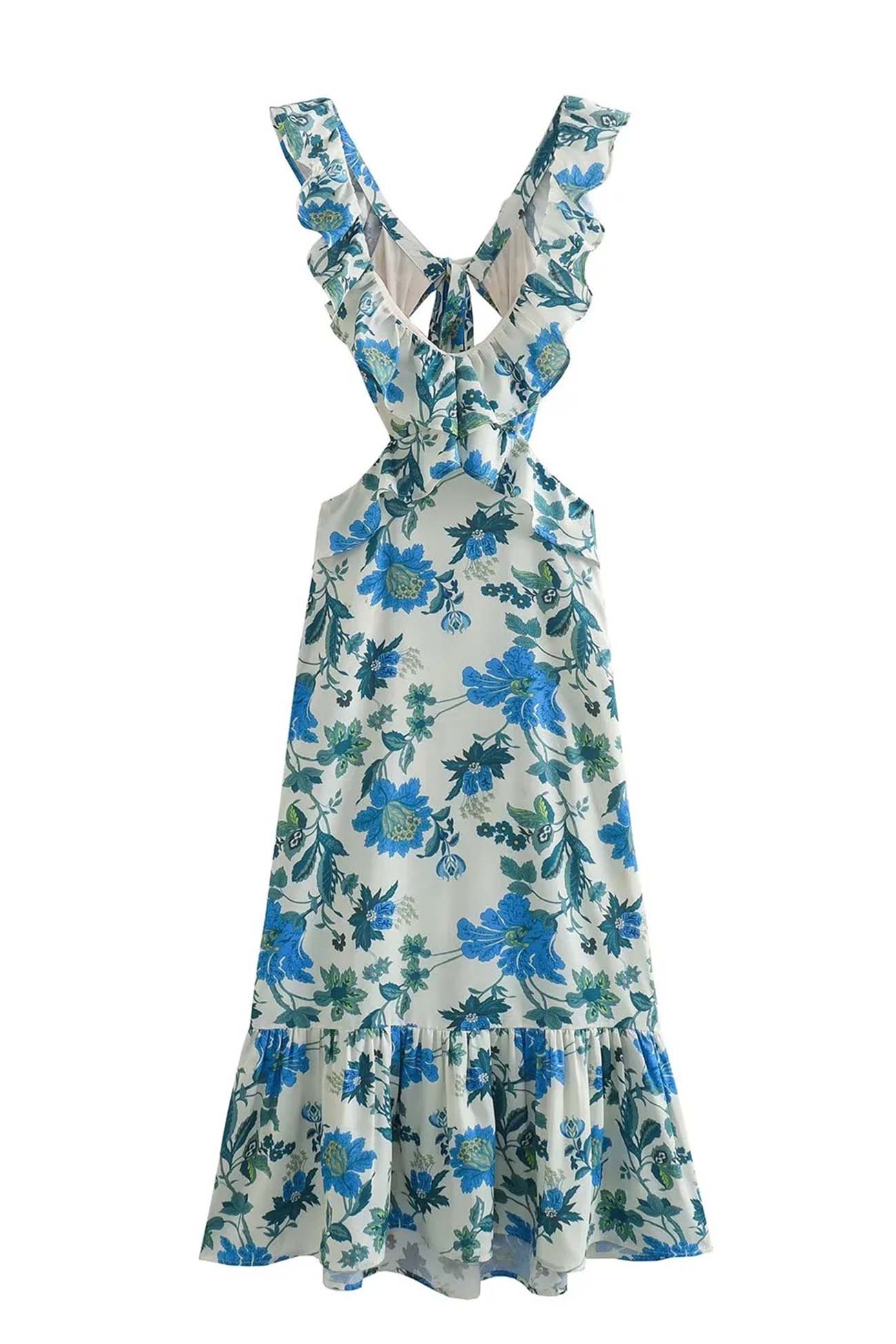 Image of Women's Ruffle Floral Summer Maxi Dress