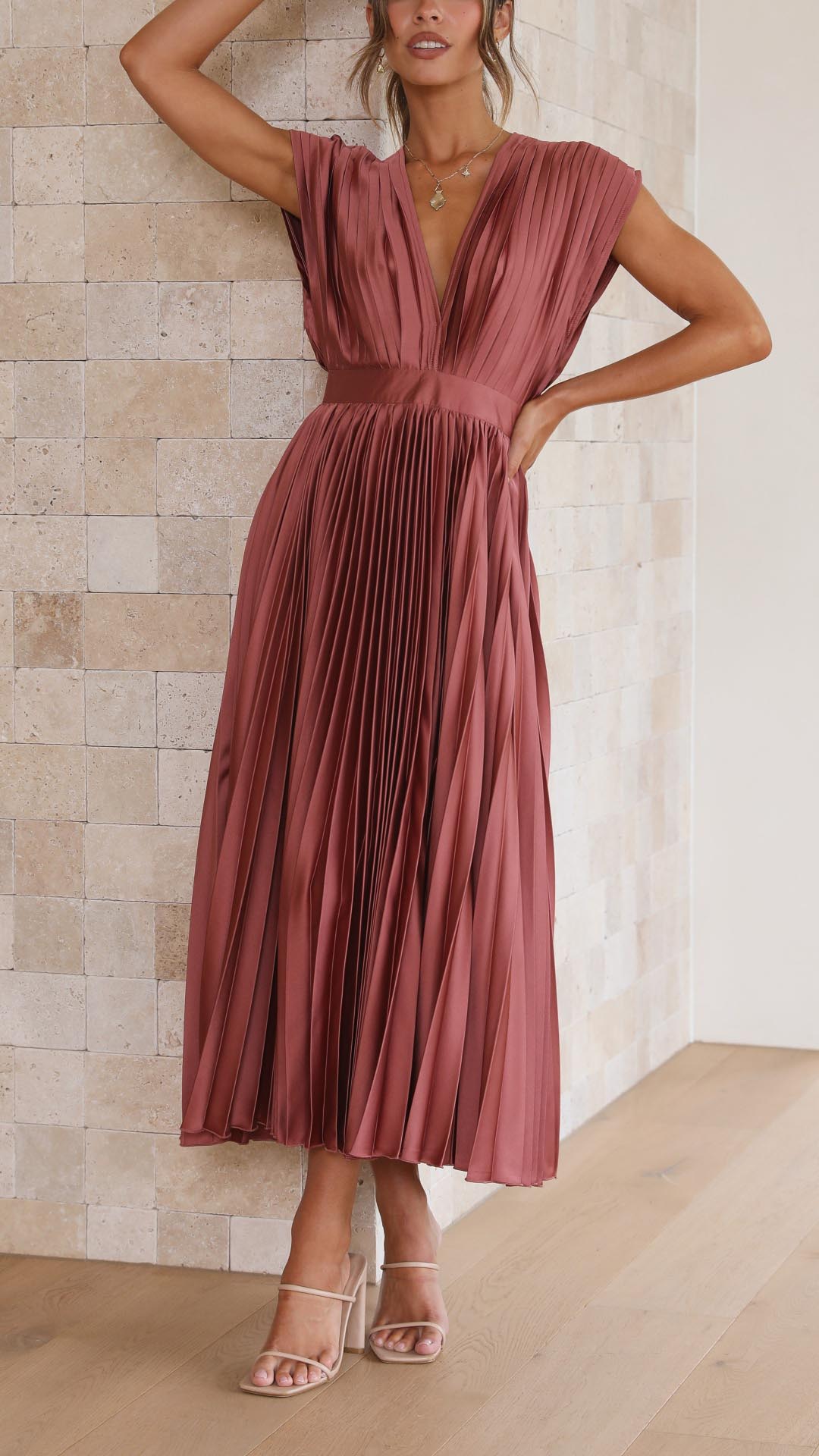 Image of Women's Sleeveless A-Line Midi Dress