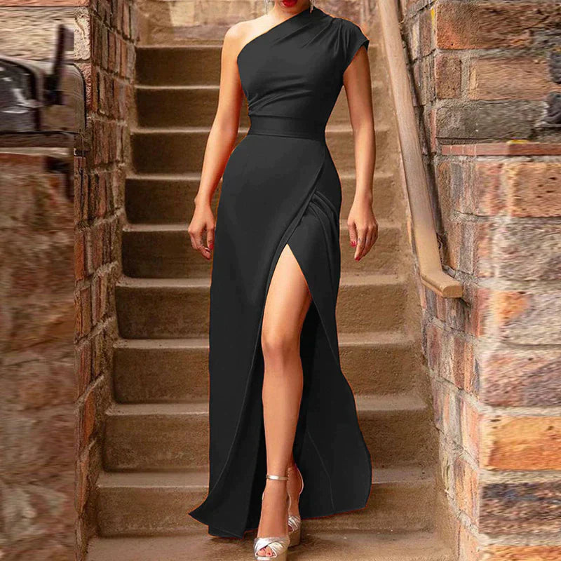Image of Women's Slit One Shoulder Maxi Dress