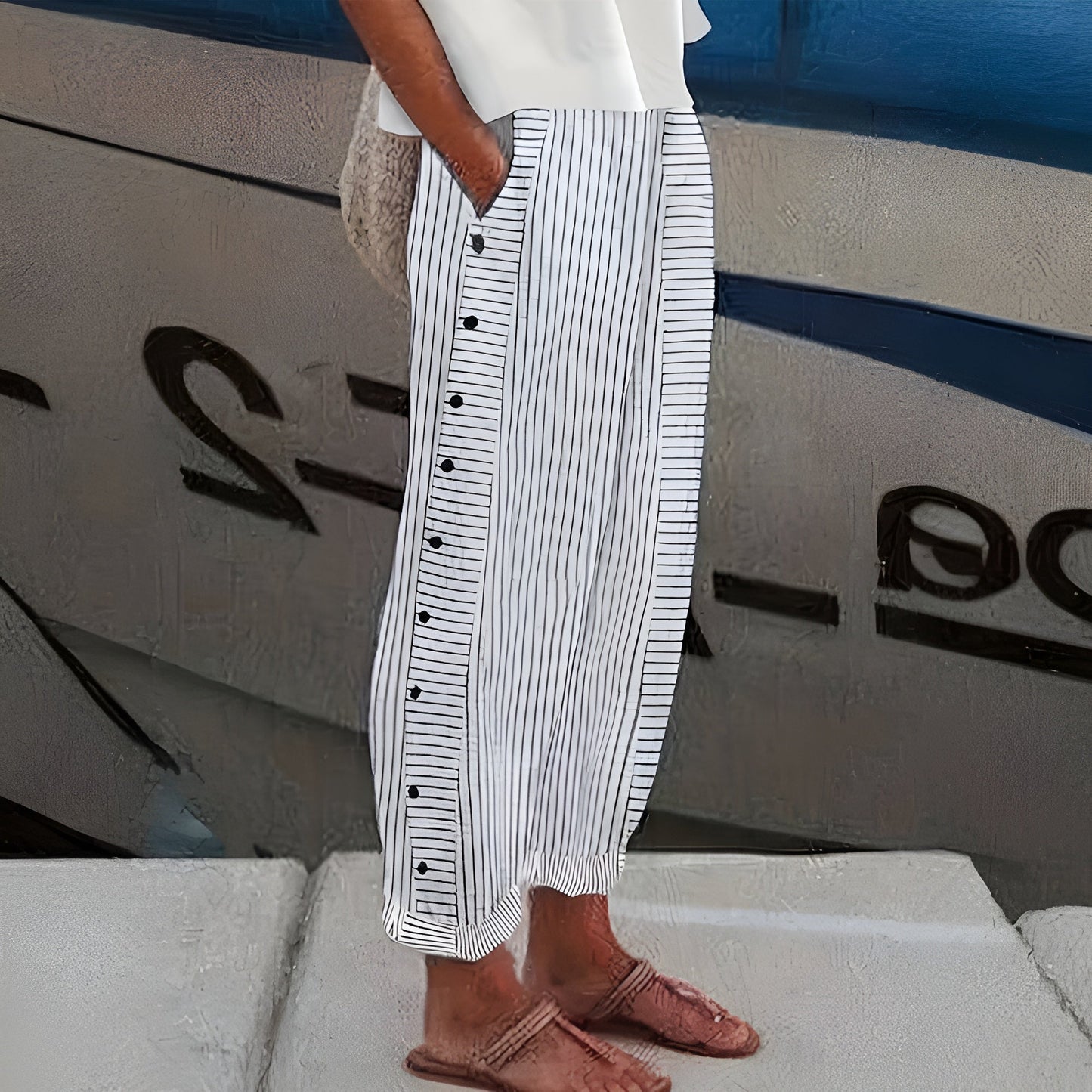 Image of Women's Striped Wide-Leg Pants