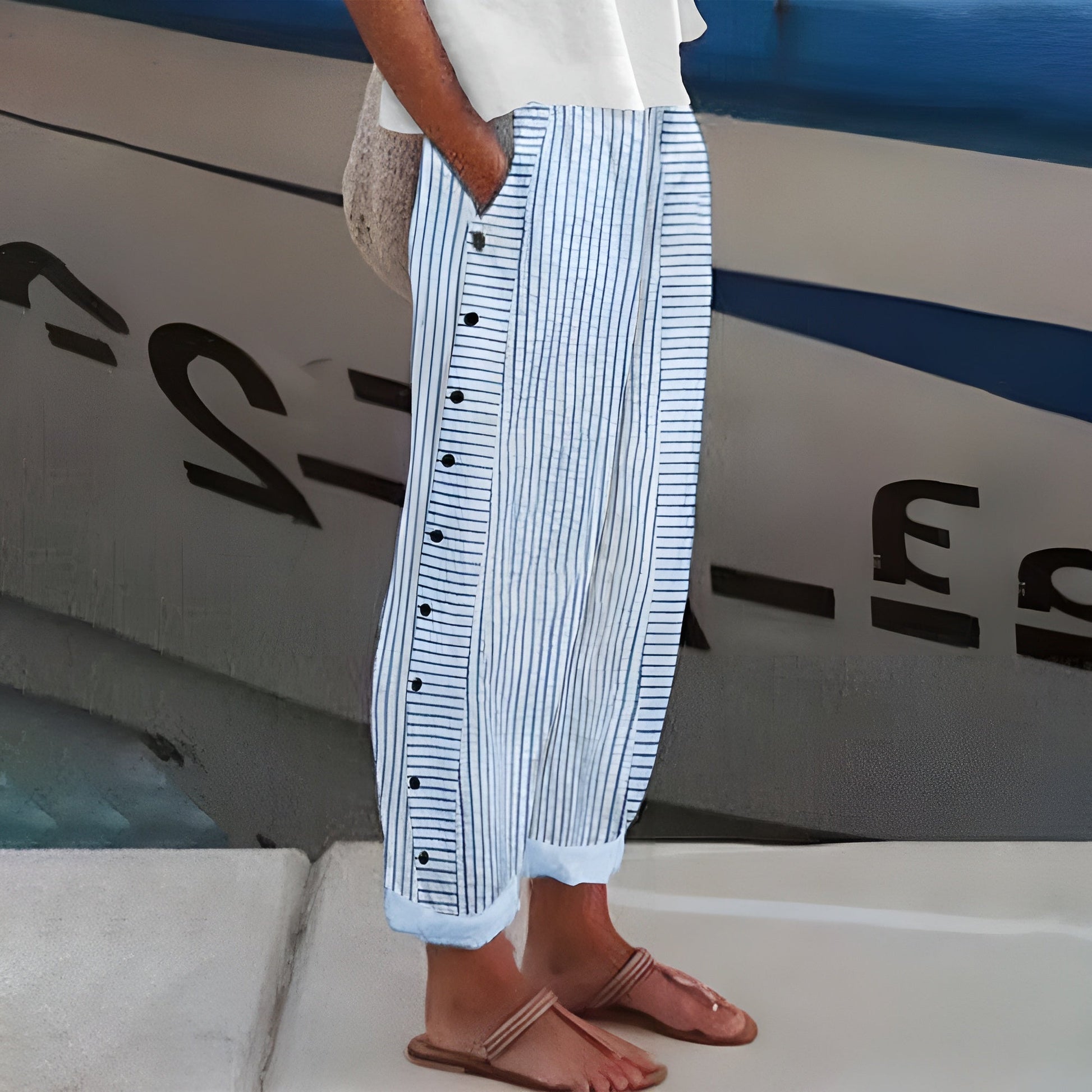 Image of Women's Striped Wide-Leg Pants
