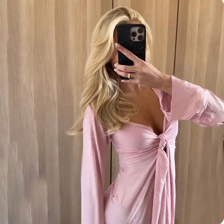 Image of Women's Tie-Front Long Sleeve Top