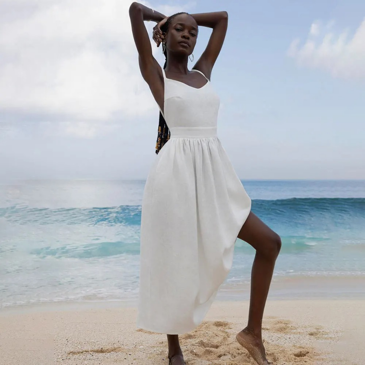 Image of Women's Tie Strap A-Line Maxi Dress