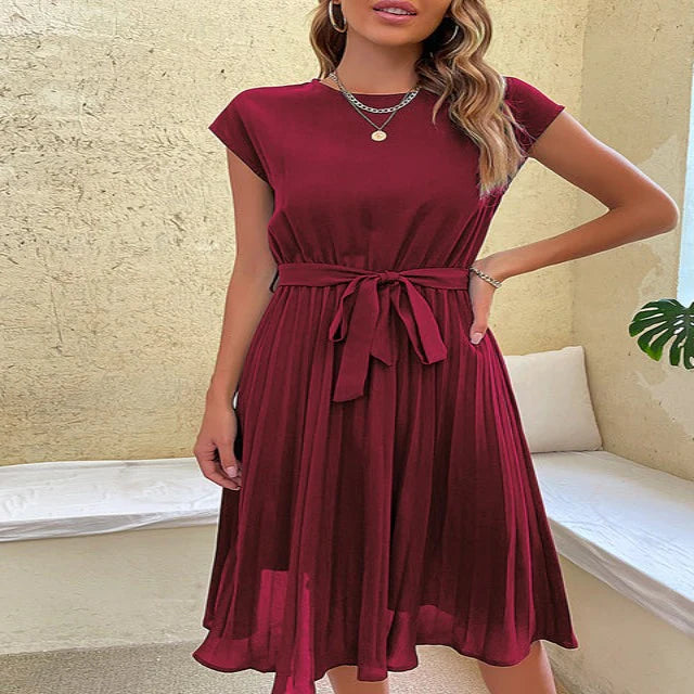 Image of Women's Tie Waist A-Line Midi Dress