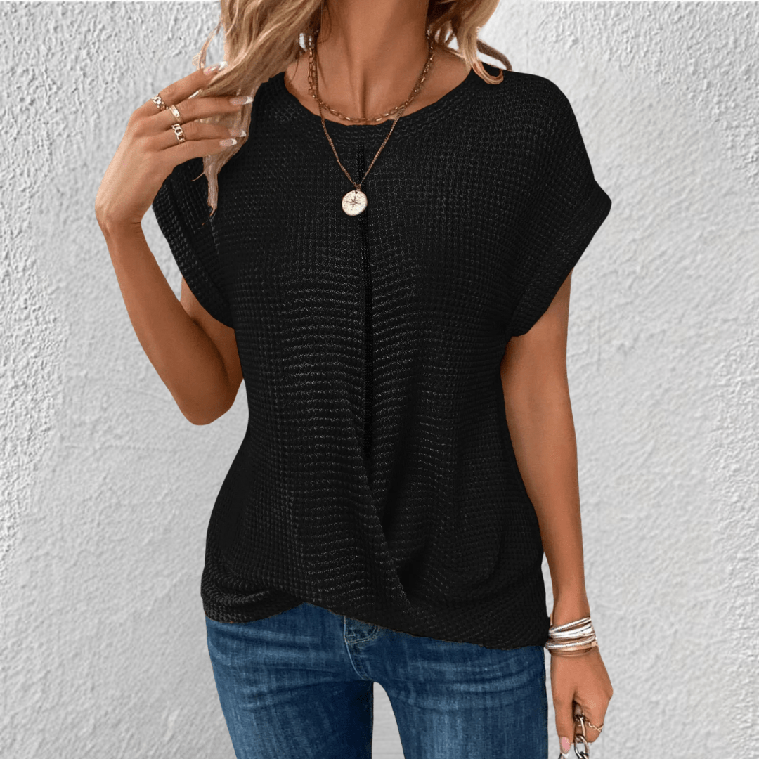 Image of Women's Twist Front Waffle Knit Top