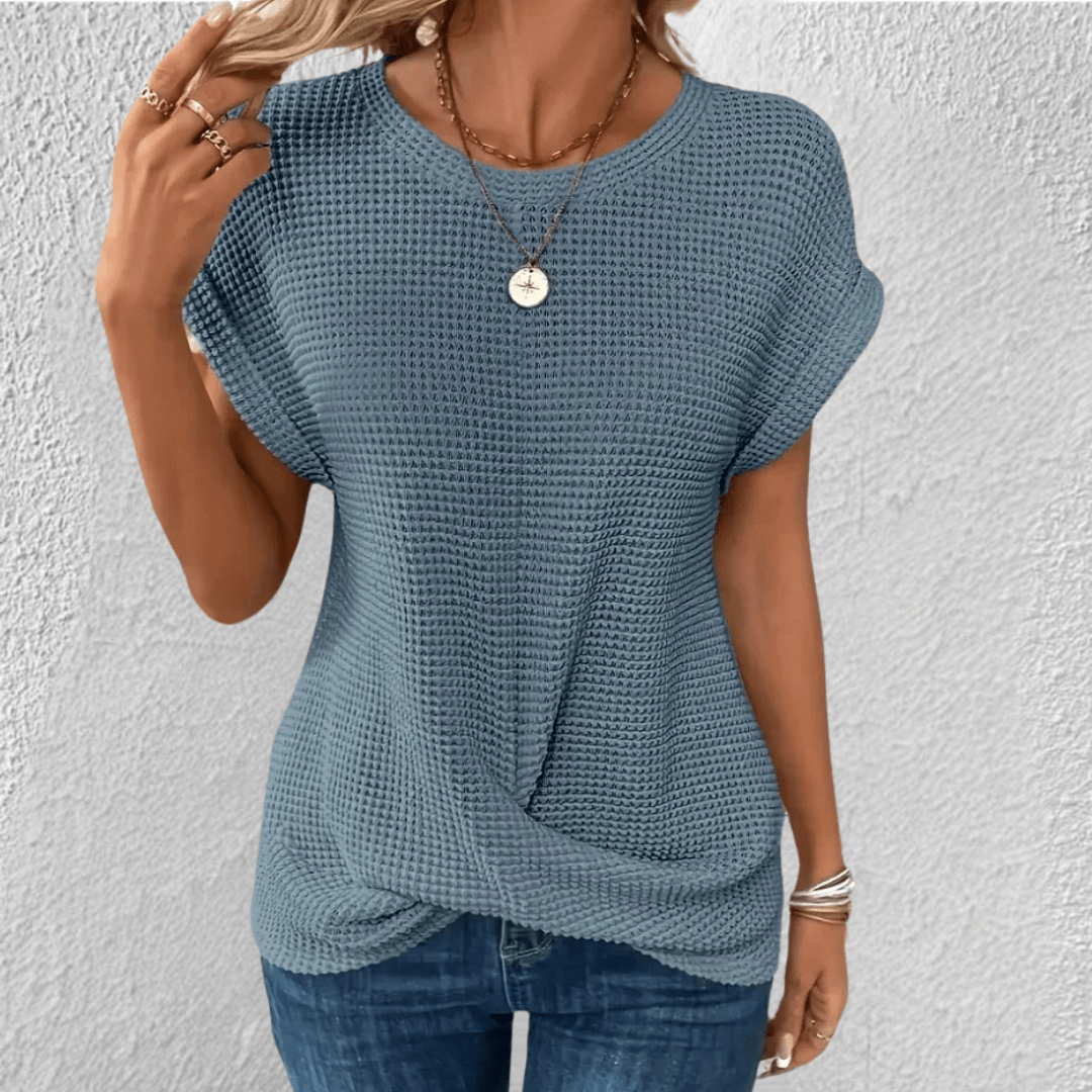 Image of Women's Twist Front Waffle Knit Top