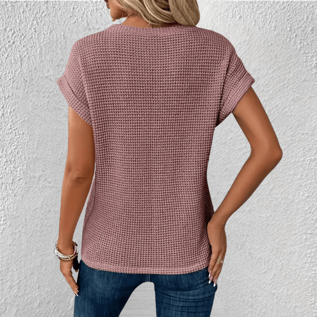 Image of Women's Twist Front Waffle Knit Top