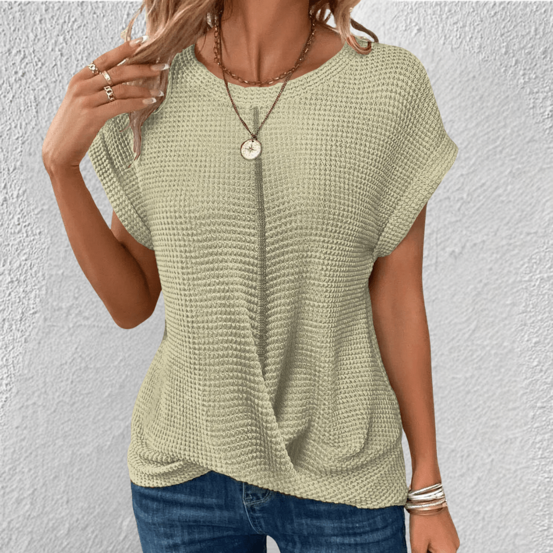 Image of Women's Twist Front Waffle Knit Top
