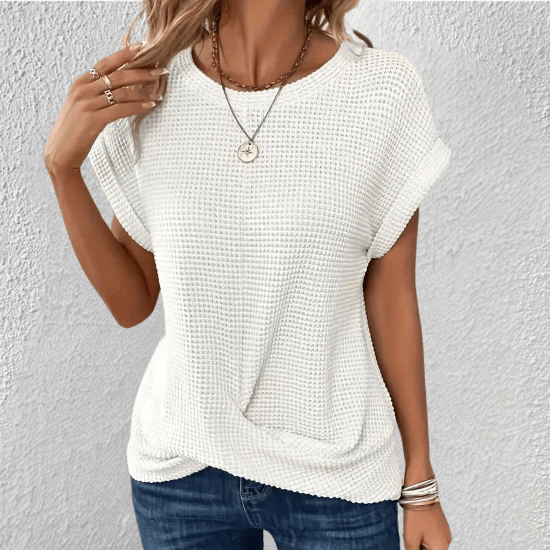 Image of Women's Twist Front Waffle Knit Top