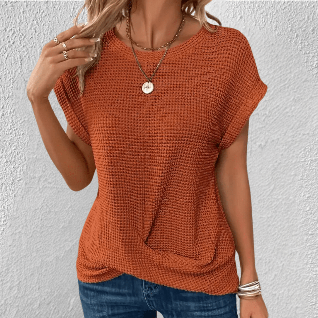 Image of Women's Twist Front Waffle Knit Top