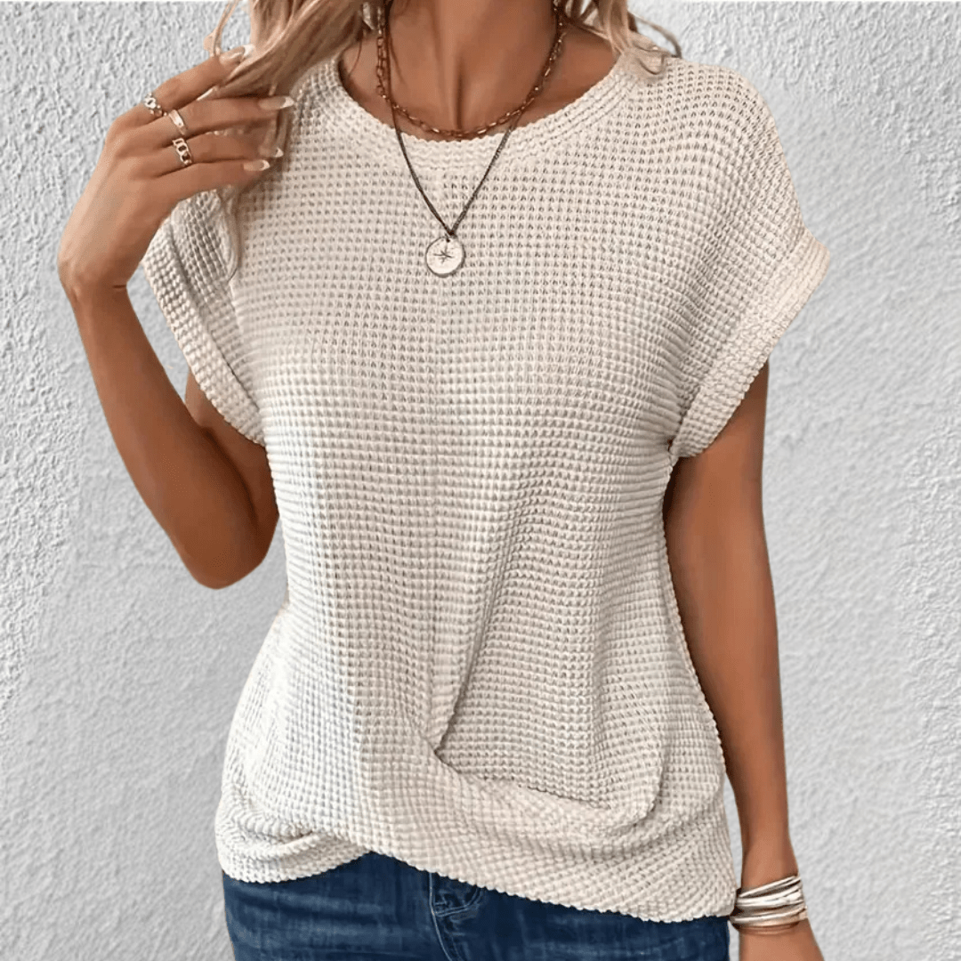 Image of Women's Twist Front Waffle Knit Top