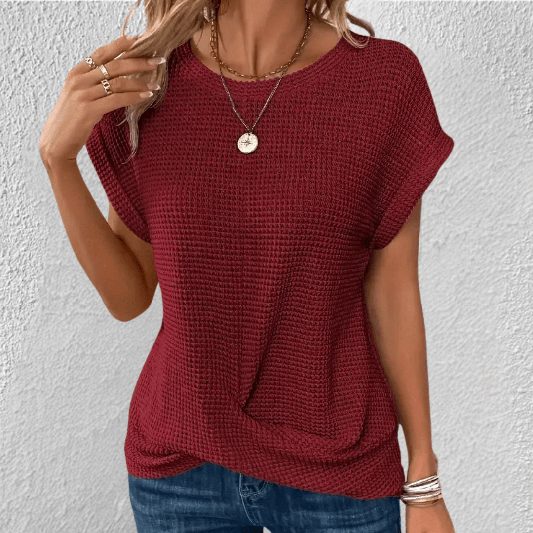 Image of Women's Twist Front Waffle Knit Top