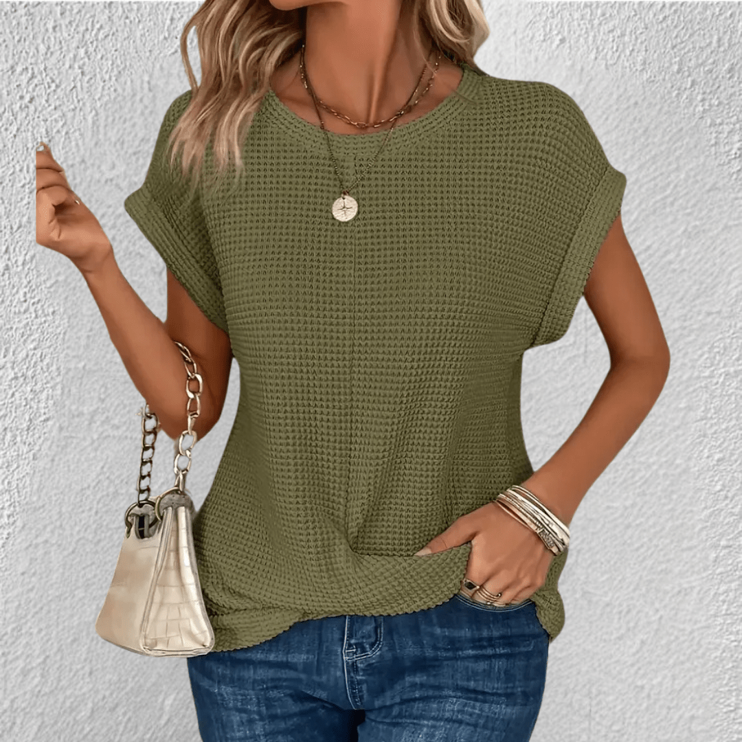 Image of Women's Twist Front Waffle Knit Top