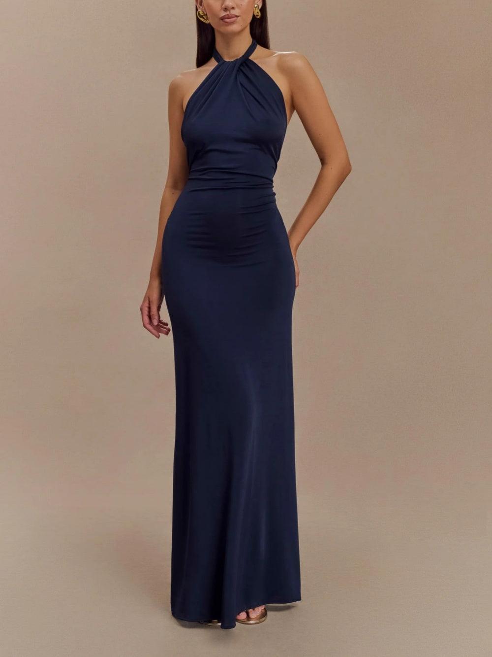 Image of Women's Twist Neck Fitted Maxi Dress