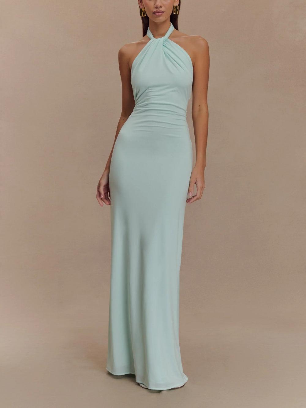Image of Women's Twist Neck Fitted Maxi Dress