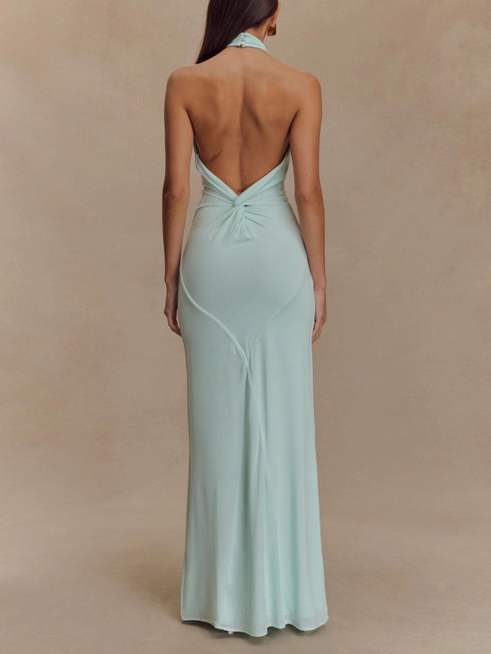Image of Women's Twist Neck Fitted Maxi Dress