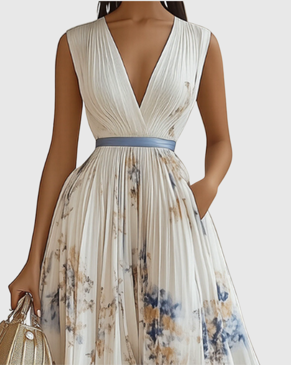 Women's V-Neck A-Line Midi Dress – BerryMere