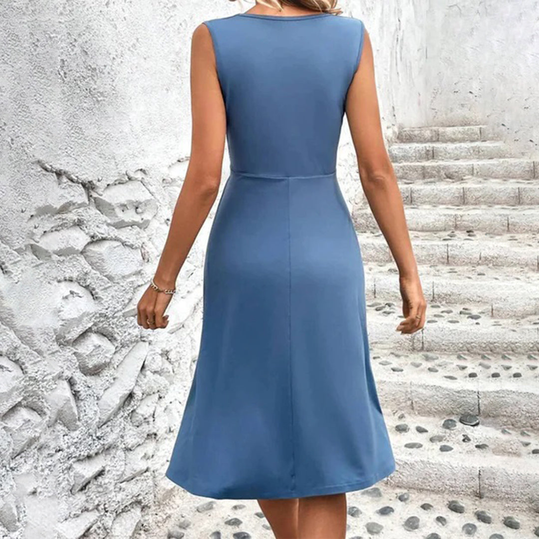 Image of Women's V-Neck Floral A-Line Midi Dress