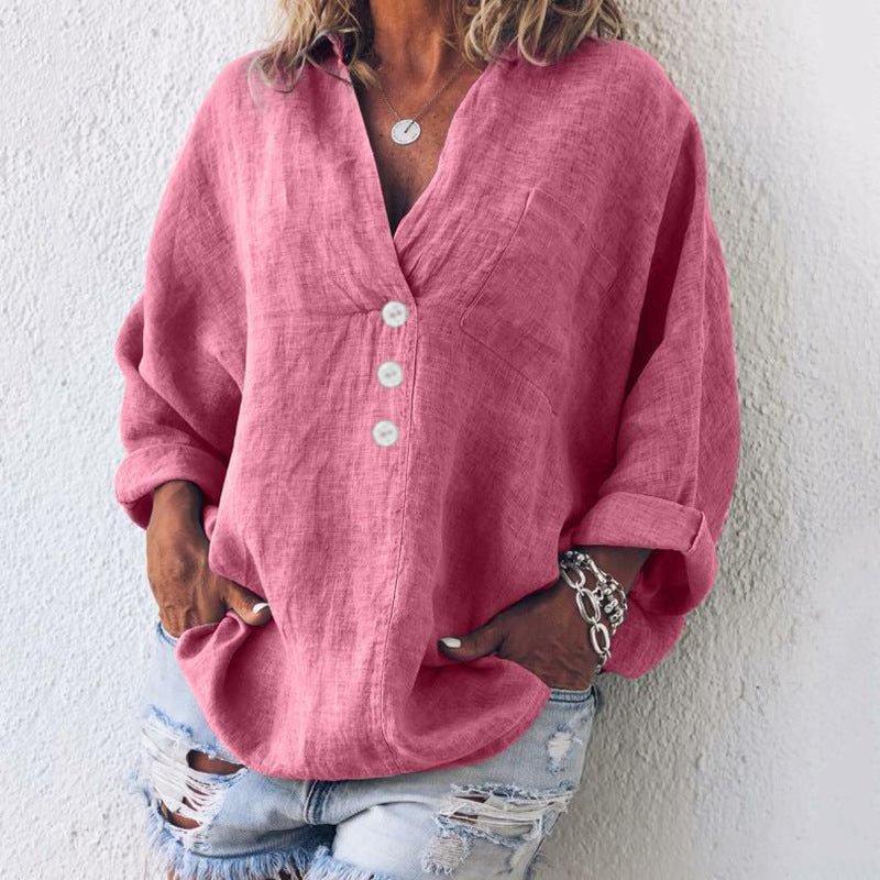 Image of Women's V-Neck Long Sleeve Blouse
