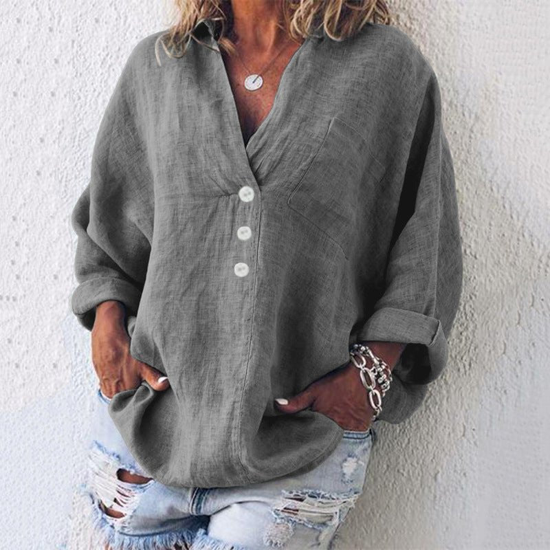 Image of Women's V-Neck Long Sleeve Blouse