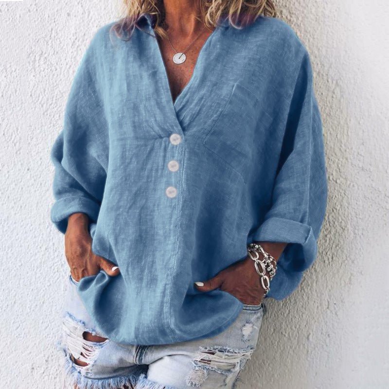 Image of Women's V-Neck Long Sleeve Blouse