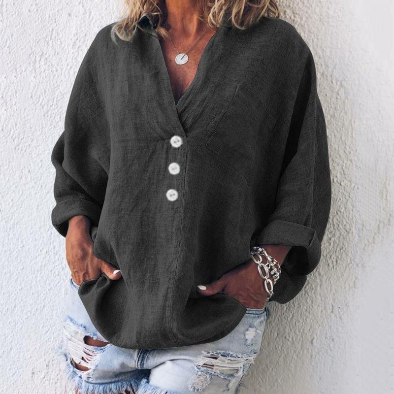 Image of Women's V-Neck Long Sleeve Blouse