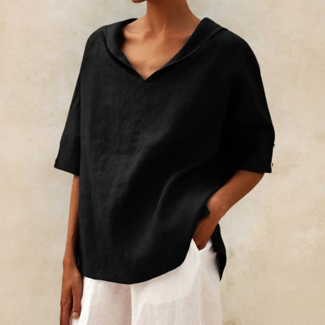 Image of Women's V-Neck Short Sleeve Blouse