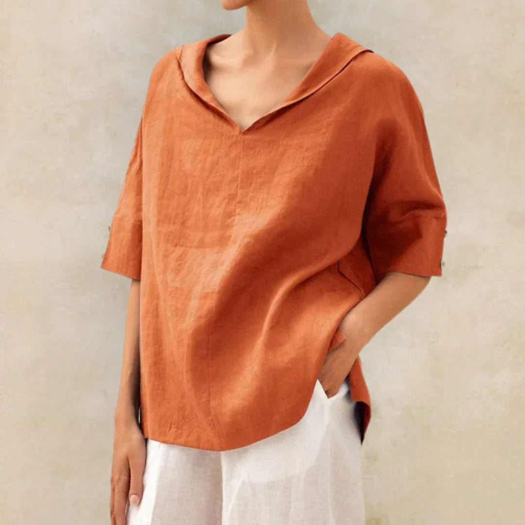 Image of Women's V-Neck Short Sleeve Blouse
