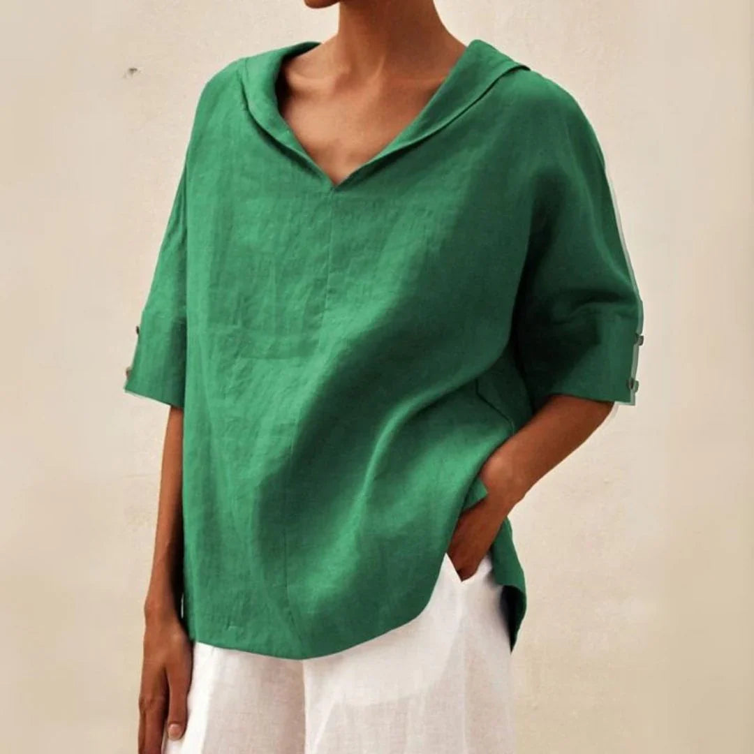 Image of Women's V-Neck Short Sleeve Blouse