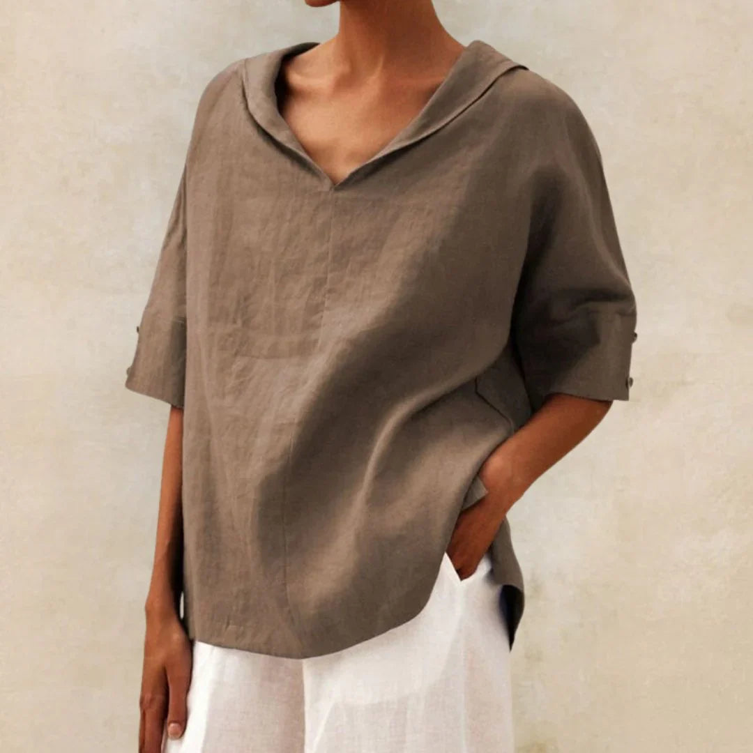 Image of Women's V-Neck Short Sleeve Blouse
